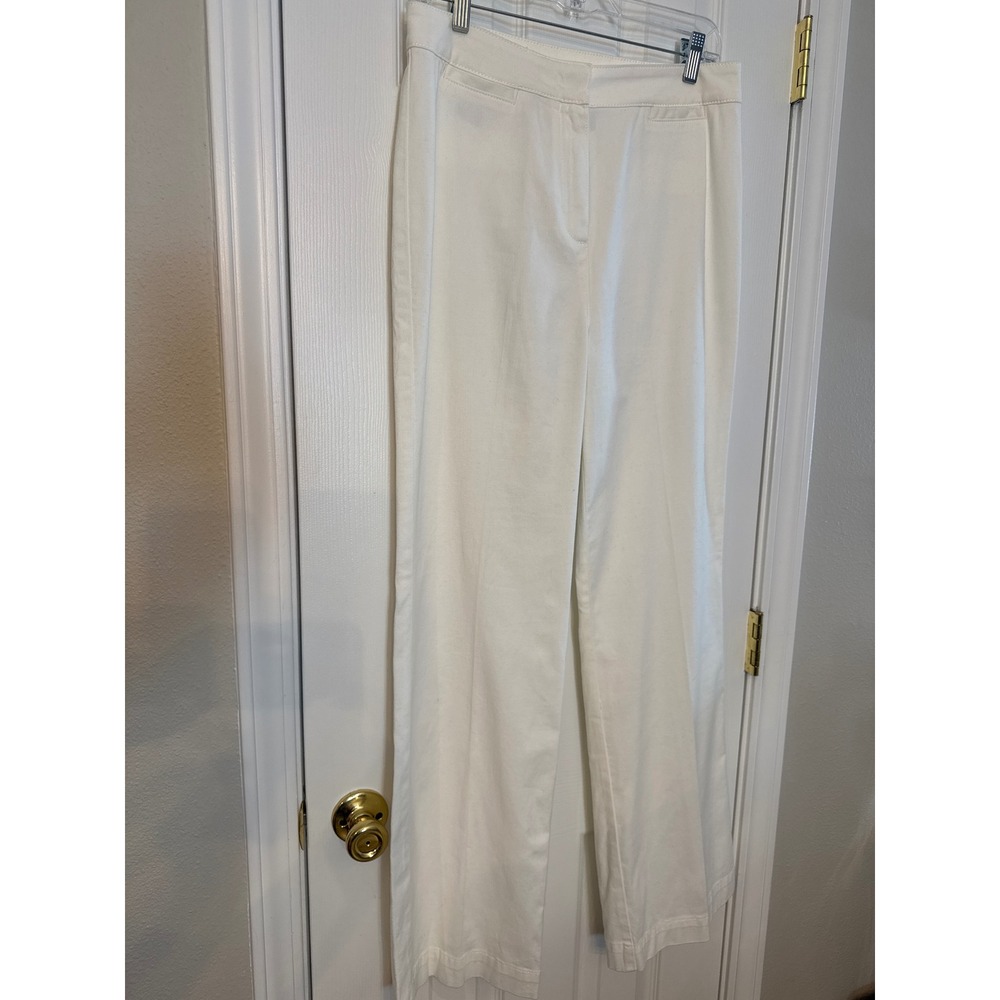 Alex Marie Womens Size 8 White Wide Leg Stretch Cotton Pants Trousers